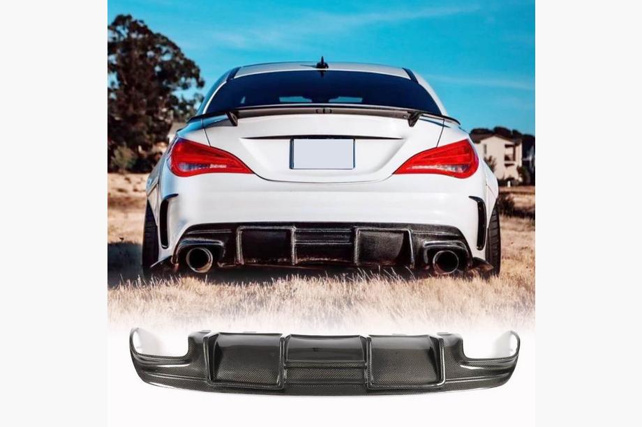 Mercedes CLA C117 2013–2019 Bakre stötfångardiffusor V1 (för AMG-Line / CLA45 AMG, kolfiber) Image