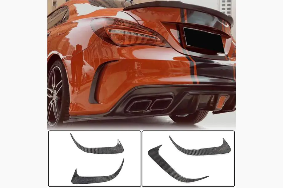 Mercedes CLA C117 2013–2019 Bakre stötfångarinsatser V1 (för AMG-Line / CLA45 AMG SD, kolfiber) Image