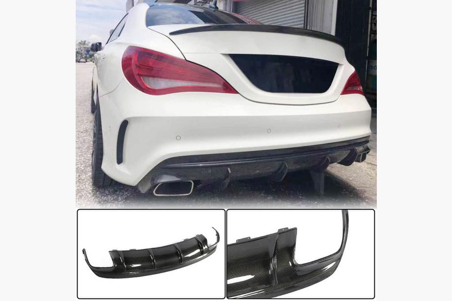 Mercedes CLA C117 2013–2019 Bakre stötfångardiffusor (för AMG-Line / CLA45 AMG 2017-2019, kolfiber) Image