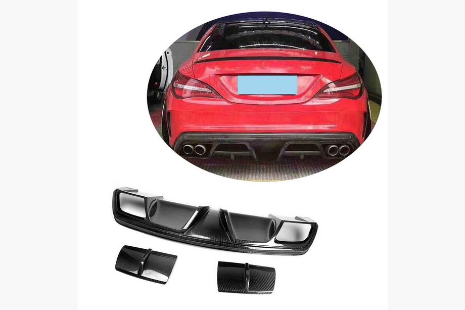 Mercedes CLA C117 2013–2019 Bakre stötfångardiffusor V1 (för AMG-Line / CLA45 AMG 2013-2016, kolfiber) Image