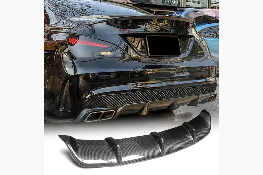 Mercedes CLA C117 2013–2019 Bakre stötfångardiffuser V2 (för AMG-Line / CLA45 AMG 2013-2016, kolfiber) Foto 2