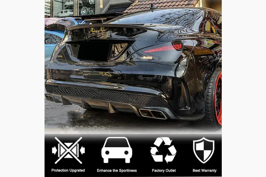 Mercedes CLA C117 2013–2019 Bakre stötfångardiffuser V2 (för AMG-Line / CLA45 AMG 2013-2016, kolfiber) Foto 4