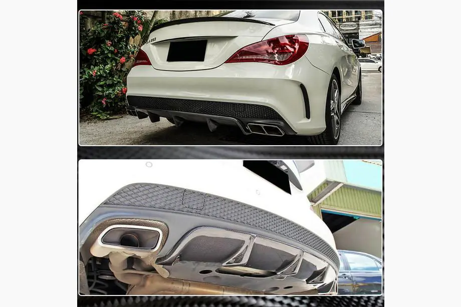 Mercedes CLA C117 2013–2019 Bakre stötfångardiffuser V2 (för AMG-Line / CLA45 AMG 2013-2016, kolfiber) Foto 6