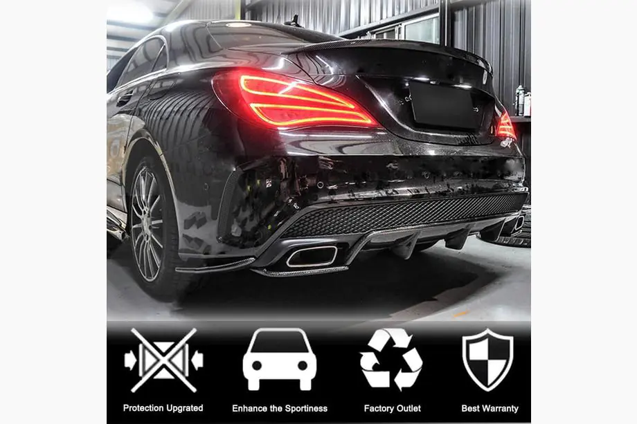 Mercedes CLA C117 2013–2019 Bakre stötfångardiffuser V2 (för AMG-Line / CLA45 AMG 2013-2016, kolfiber) Foto 8