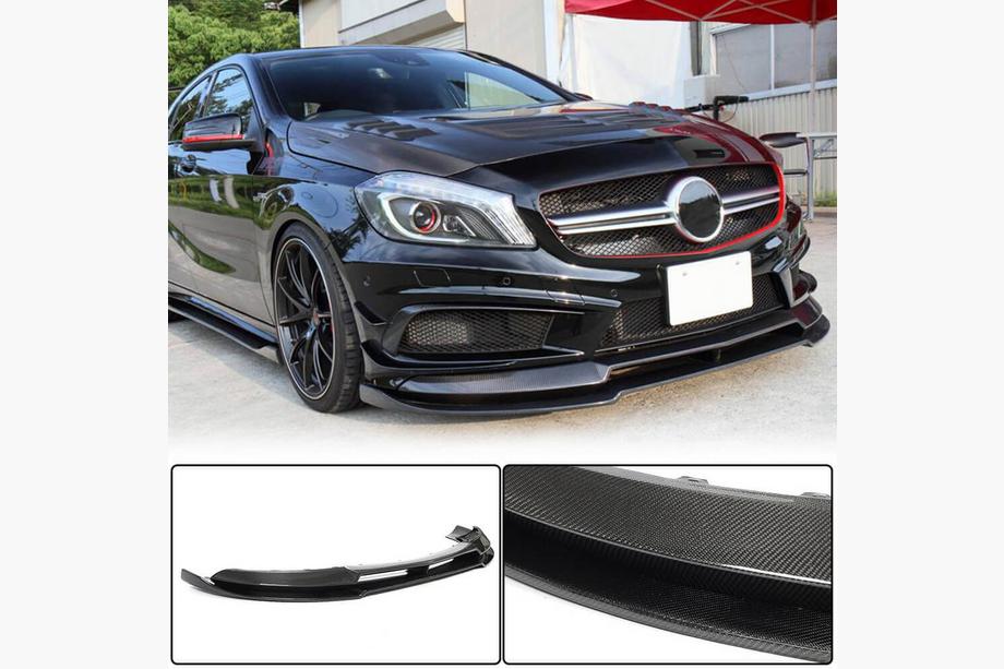 Mercedes A-class W176 2012–2018 Frontläpp till främre stötfångare Lip V2 (för AMG-Line / A45 AMG HB 2013-2015, kolfiber) Image