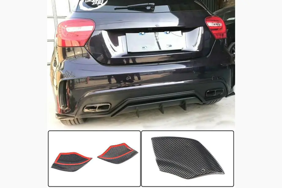 Mercedes A-class W176 2012–2018 Bakre stötfångarflaps Flap (för AMG-Line / A45 AMG HB, kolfiber) Image