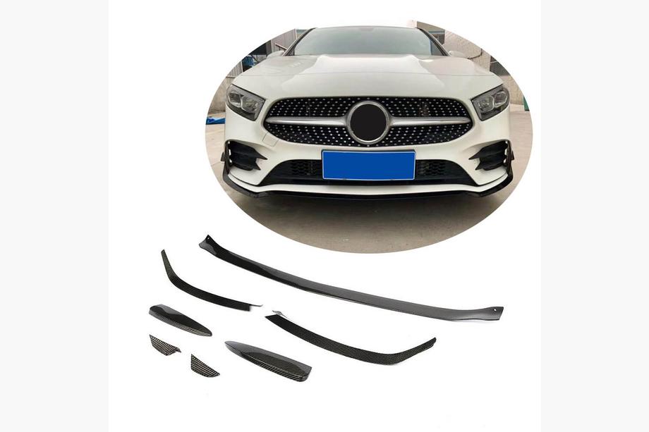 Mercedes A-class W177 2018– Frontläpp till främre stötfångare Lip V1 (för AMG-Line SD 2018-2021, kolfiber) Image