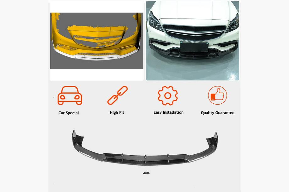 Mercedes CLS C218 2011–2018 Frontläpp Lip V1 (för CLS63 AMG SD 2015-2018, kolfiber) Foto 3