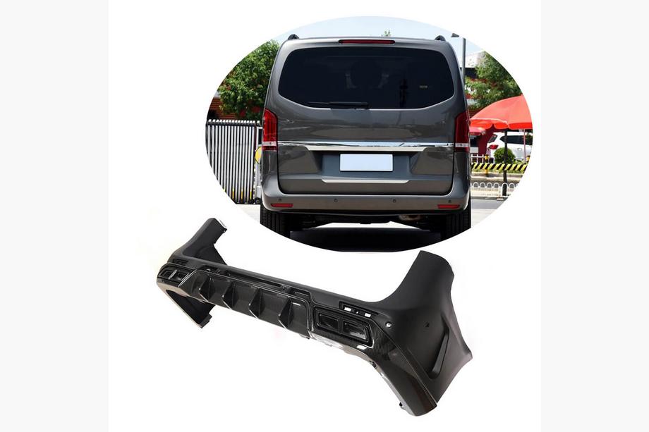 Mercedes Vito/V-klass W447 2014– Bakre stötfångarlist med diffuser (2014-2019, plast + kolfiber) Foto 1
