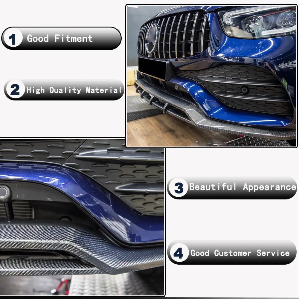 Frontläpp Lip till främre stötfångare (för AMG-Line 2020+, kolfiber) foto 3