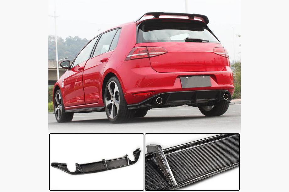Volkswagen Golf 7/E-Golf 2012–2020 Bakre stötfångardiffusor V3 (för Base/GTI HB 2012-2017, kolfiber) Image