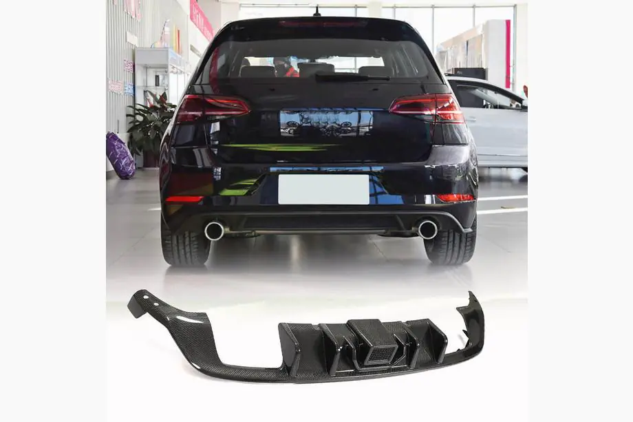 Volkswagen Golf 7/E-Golf 2012–2020 Bakre stötfångardiffusor (för Base/R/GTI HB 2017-2020, kolfiber) Image