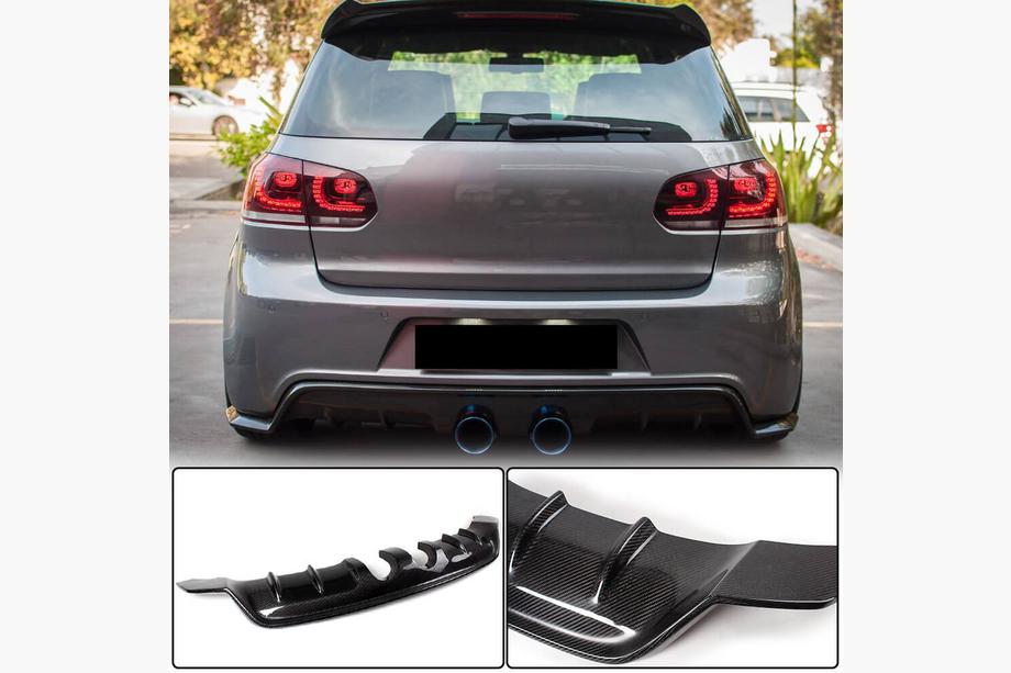 Volkswagen Golf 6 2008–2014 Bakre stötfångardiffuser V1 (för R/R20 HB 2010-2013, kolfiber) Image