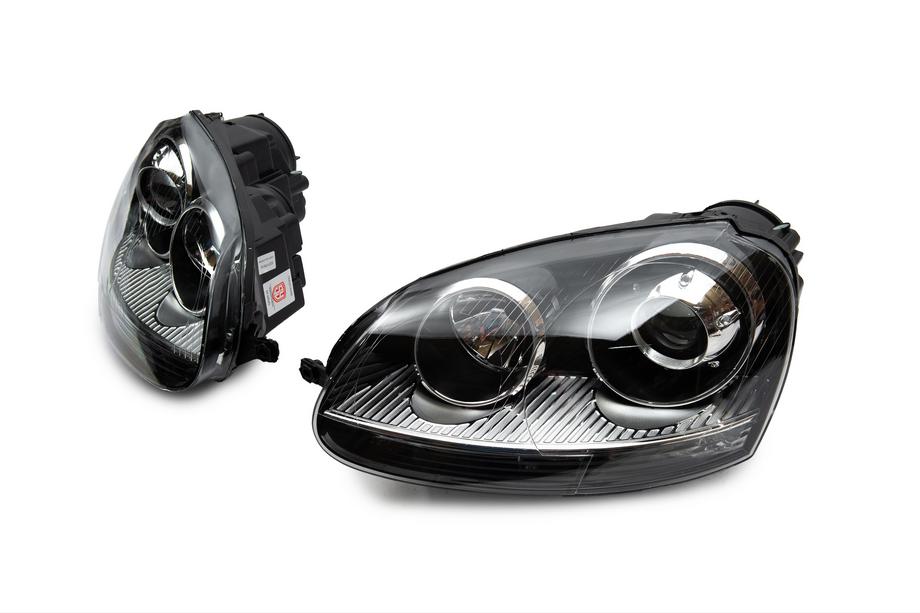 Volkswagen Golf 5 2003–2009 Strålkastare fram med projektorlins Black (2 st) Image