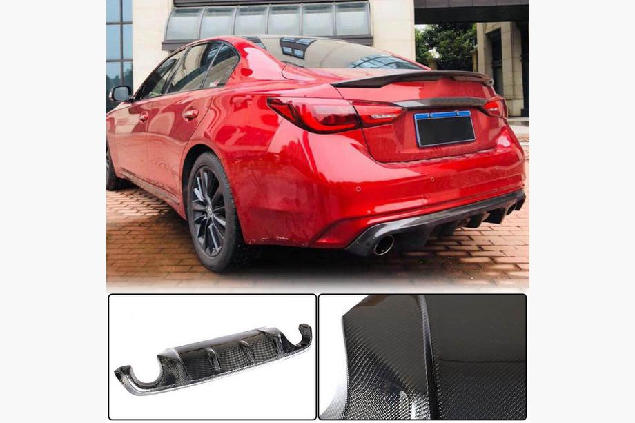 Infiniti Q50/Q60 2013–2024 Bakre stötfångardiffusor V2 (för Q50 Base/Sport 2018-2023, kolfiber) Image