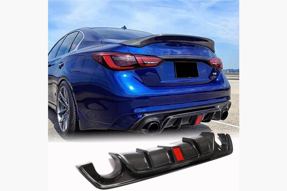 Infiniti Q50/Q60 2013–2024 Bakre stötfångardiffusor V3 (för Q50 Base/Sport 2018-2023, kolfiber) Image