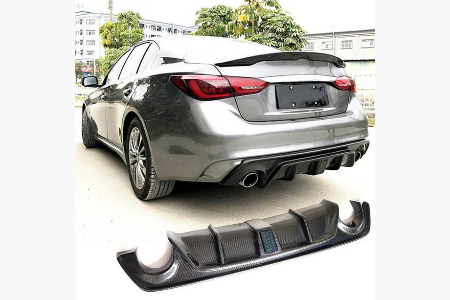Infiniti Q50/Q60 2013–2024 V4 diffuser till bakre stötfångare (för Q50 Base/Sport 2018-2023, kolfiber) Image