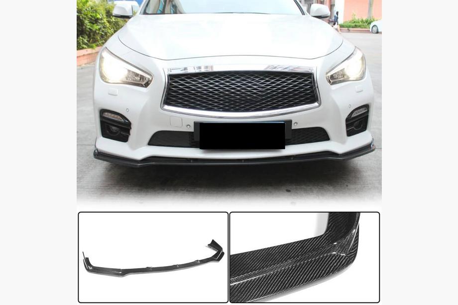 Infiniti Q50/Q60 2013–2024 Kolfiber frontläpp till främre stötfångaren Lip V2 (för Q50 Sport 2014-2017, Carbon) Image