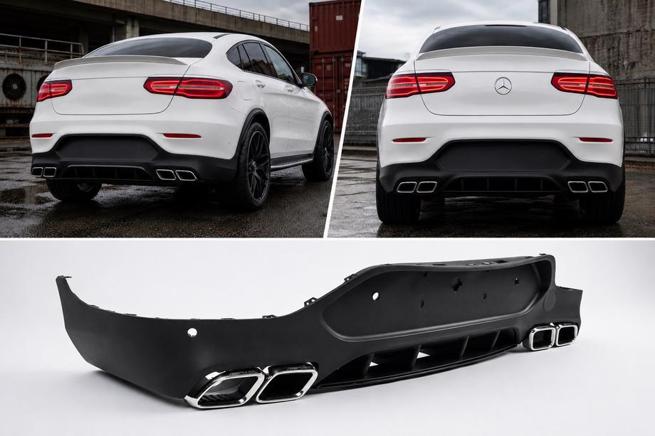 Mercedes GLC Coupé C253 2016–2023 Bakre diffuser med avgasändrör Silver (AMG63-design) Image