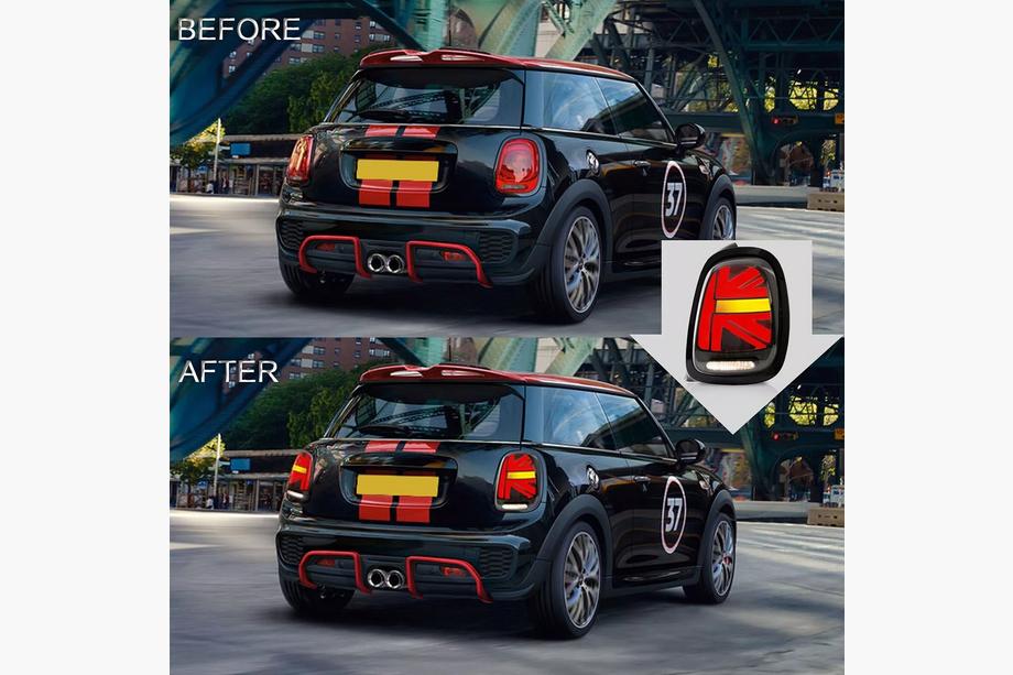 Mini Cooper F55/56/57 2014–2023 Bakre LED-bakljus i Union Jack-stil Röda (2 st) Image