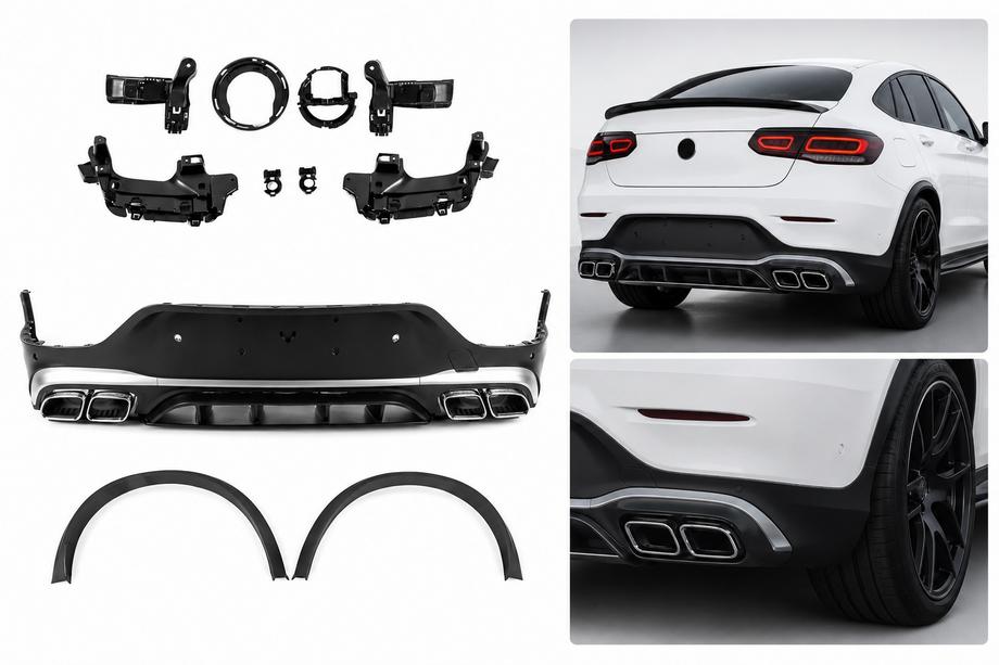 Mercedes GLC Coupé C253 2016–2023 Bakre diffuser med avgasändrör Silver (AMG63 design 2020-2022) Image