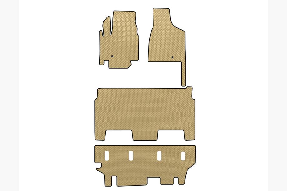 Dodge Grand Caravan V 2008–2020 EVA golvmattor (2008-2020, 3 rader, 8-sits/Utrustningsnivå SXT, Beige) Image