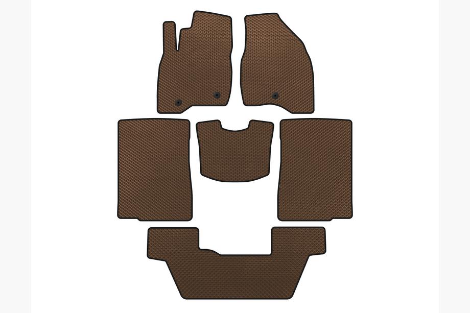 Ford Explorer 2011–2019 EVA bilmattor (2015-2017, 3 rader, 7-sits, Brun) Image