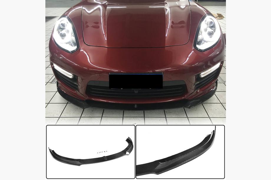 Porsche Panamera 2009–2016 Frontspoilerläpp i kolfiber Lip V1 (för Turbo/Turbo S/GTS) Image