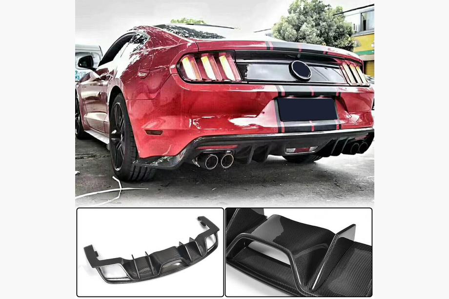 Ford Mustang 2015–2023 Bakre stötfångardiffusor V1 (2015-2017, kolfiber) Image