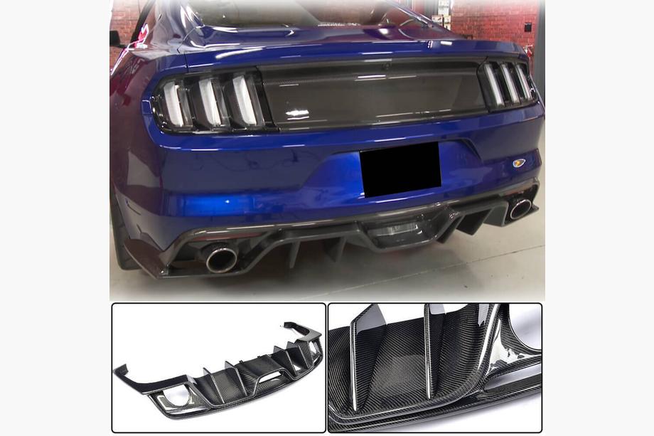 Ford Mustang 2015–2023 Bakre stötfångardiffusor V2 (2015-2017, Kolfiber) Image