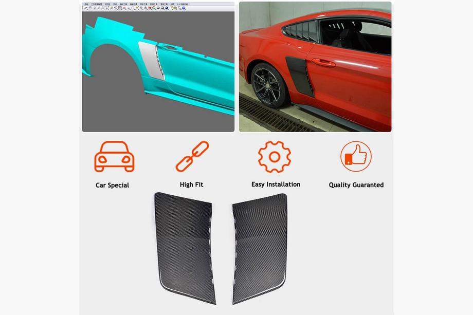 Ford Mustang 2015–2023 Bakskärmskåpor (2015-2017, kolfiber) Foto 2