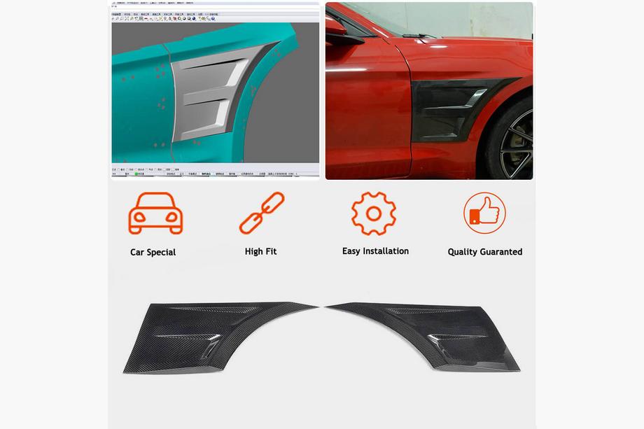 Ford Mustang 2015–2023 Kolfiberkåpor för framskärmar Foto 2