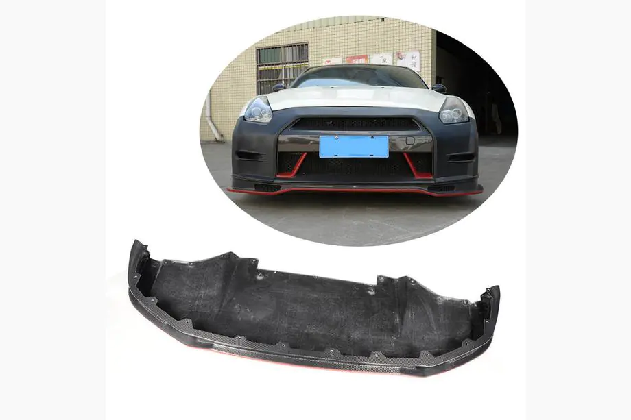 Nissan GT-R 2008–2025 Frontläpp till främre stötfångare Lip (2009-2015, Kolfiber) Image