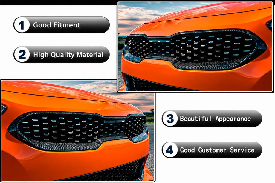 Kia Stinger 2017–2023 Kylargaller-ram (kolfiber) Foto 5