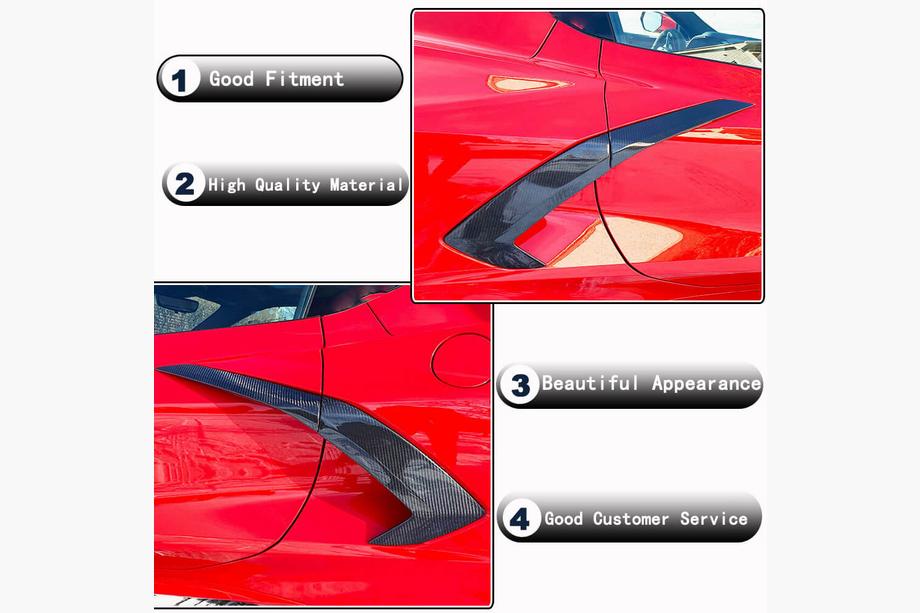 Chevrolet Corvette C8 2019– Bakskärmskåpor (2019-2022, Carbon) Foto 3