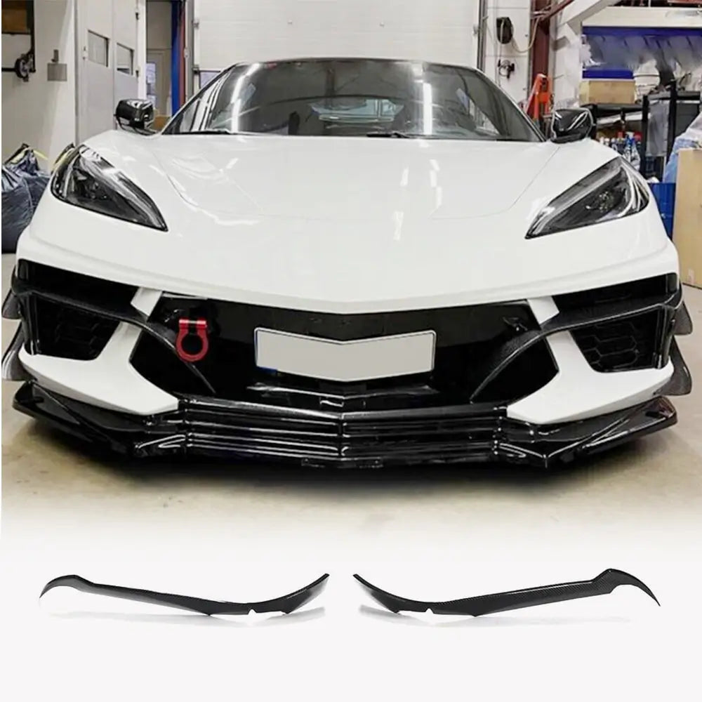 Kolfiberspoilers till främre stötfångaren (2019-2022, Carbon) Chevrolet Corvette C8 2019– foto 1