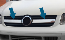 Volkswagen T5 Transporter 2003–2010 Dekorlister för mittgrill (2 st, rostfritt stål) Carmos - turkiskt stål foto 6