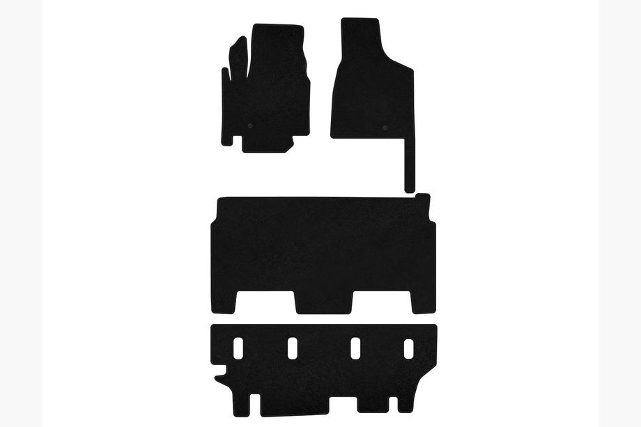 Dodge Grand Caravan V 2008–2020 Deluxe textilmattor (2008-2020, 3 rader, 8-sits/SXT-utrustningsnivå, svart) Image
