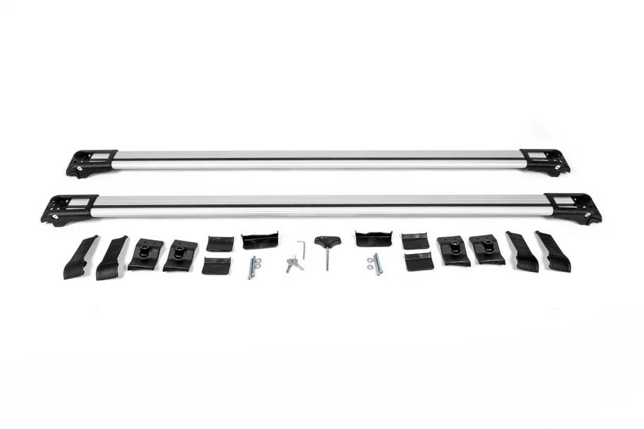 Kia Carnival 2021– Takräcke (lastbågar) för vanliga rails, låsbart med nyckel WingBar V1 (2 st) upp till 140 cm, grå Foto 12