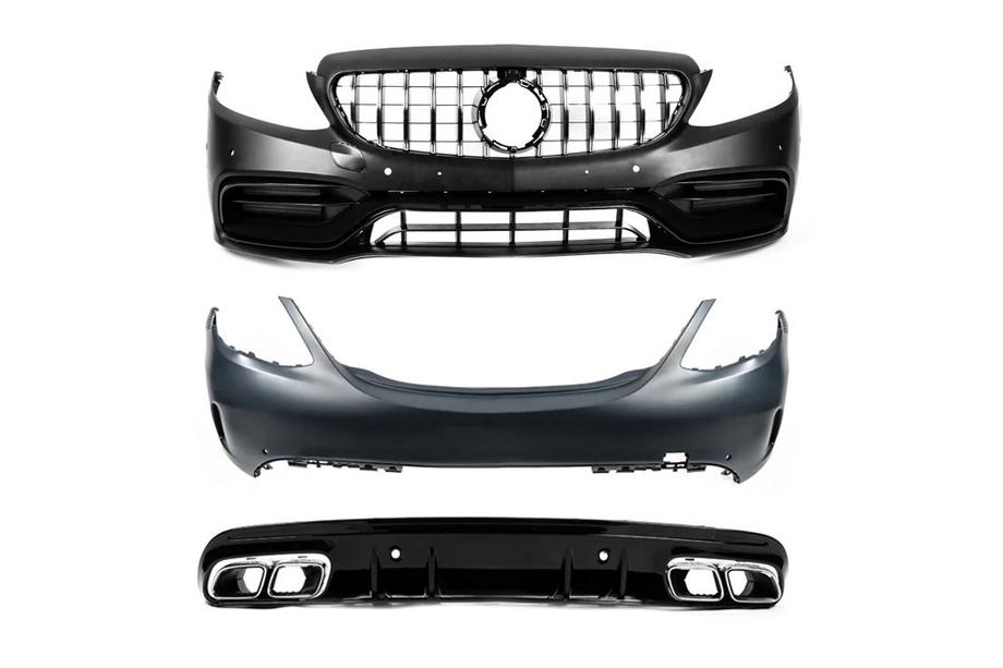 Mercedes C-class W205 2014–2021 Karosskit med komplett bakre stötfångare (AMG C63-designs 2018-2021) Image