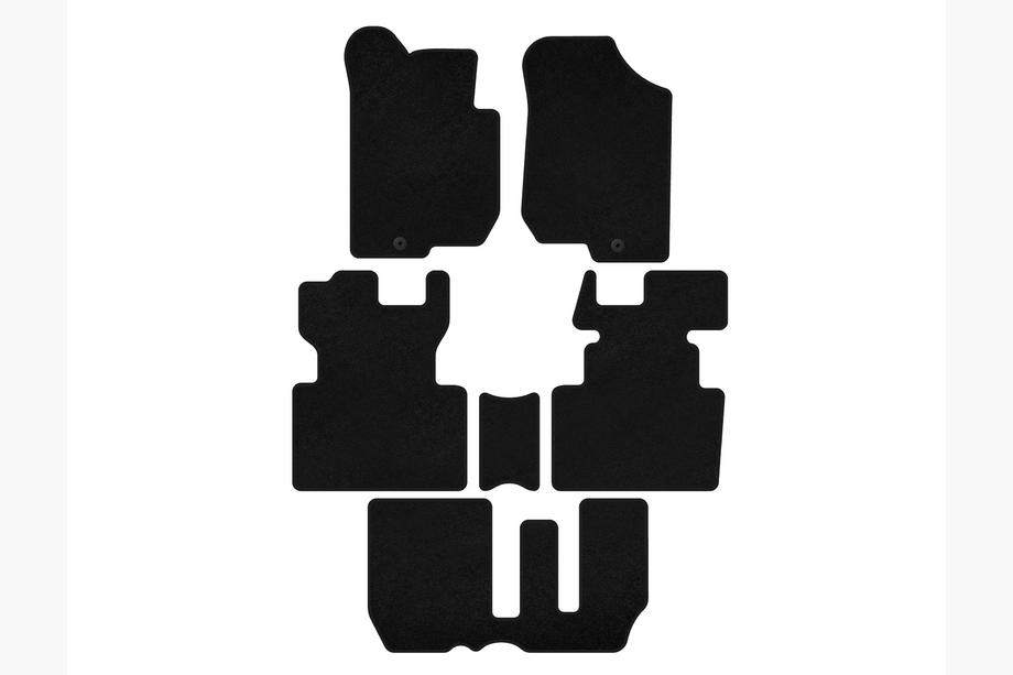 Kia Carens 1999–2012 Premium textilmattor (2006-2012, 3 rader, 7-sits, svart) Image