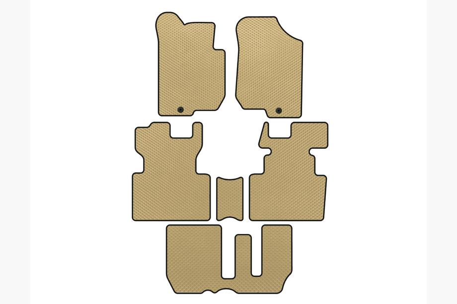 Kia Carens 1999–2012 EVA-bilmattor (2006-2012, 3 rader, 7-sits, beige) Image