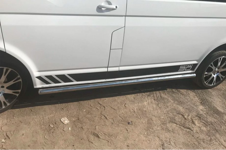 Volkswagen T5 Transporter 2003–2010 Sidorör (2 st, rostfritt stål) 70 mm, kort hjulbas Foto 5