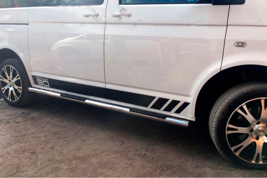 Volkswagen T5 Transporter 2003–2010 Sidorör (2 st, rostfritt stål) 70 mm, kort hjulbas Foto 7