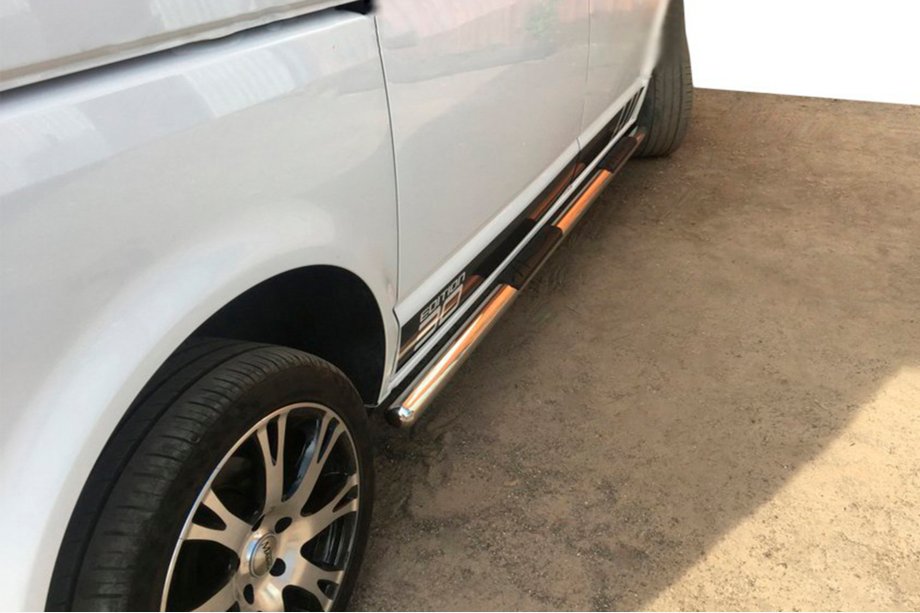 Volkswagen T5 Transporter 2003–2010 Sidorör (2 st, rostfritt stål) 70 mm, kort hjulbas Foto 11