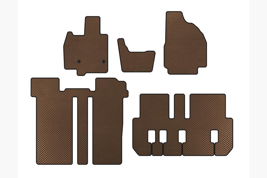 Toyota Previa 2006–2019 EVA-bilmattor (3 rader, 6-sits, brun) Image