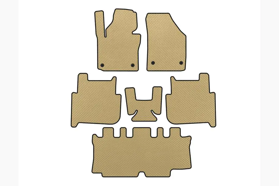 Volkswagen Touran 2003–2010 EVA-bilmattor (3 rader, 2006-2010, 7-sits, beige) Image