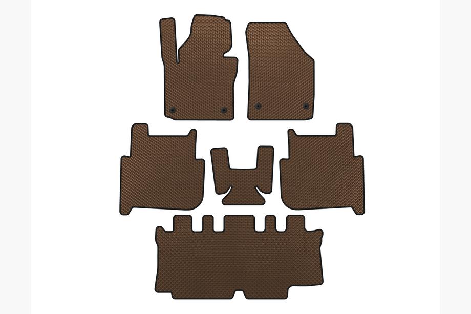Volkswagen Touran 2003–2010 EVA bilmattor (3 rader, 2006-2010, 7-sits, brun) Foto 1