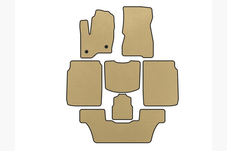 Ford Flex 2009–2019 EVA-bilmattor för kupén (3 rader, 2013-2019, Beige) Image