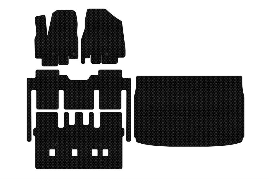 Kia Sedona 2014–2020 Carsuit gummimattor (komplett sats för kupén, 8-sits, svarta) Image